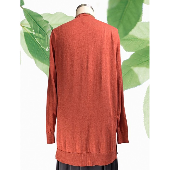 Matty M Sz XL Womens Soft Rust Brown Long Sl. Stretch Open Front Cardigan - Picture 3 of 4